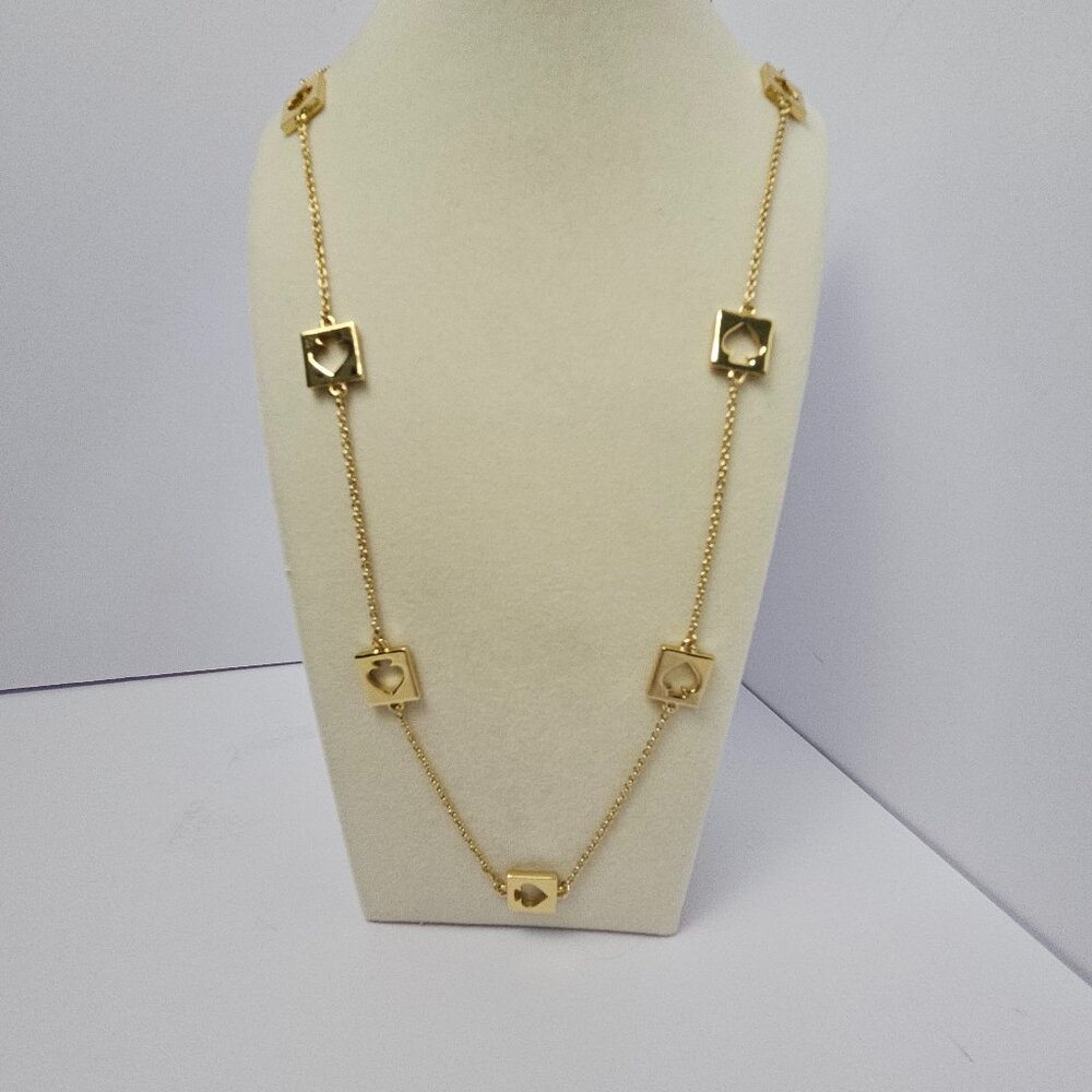 Kate Spade Cut Out Spade Signature Logo Gold Plated Necklace 16" with Extender